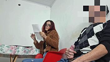 risky masturbation for serious teacher in public