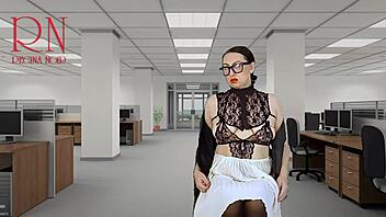 Naked Secretary Teases Boss with Pussy and Tits