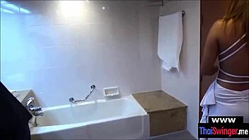 cute thai wife cheats during sleepover, real amateur action 😍