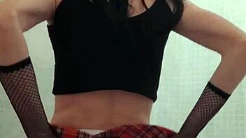 This teen crossdresses and plays with his gay pussy solo in the video.