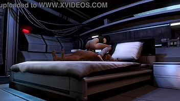 sexy brunette chick rides blindfolded man in cowgirl outfit, flaunting ass and boobs