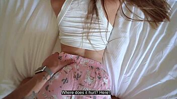 Giving my teen stepsis a massage, guess what happens next