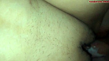 young curvy girl in shorts gets creampie on sofa