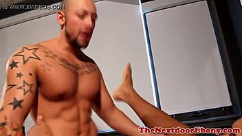 do these ebony hunks take turns fucking the muscular jock?