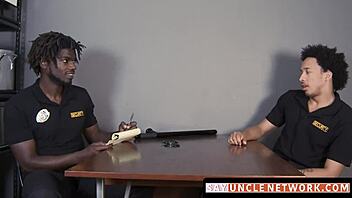 muscle security officer bareback drills gay guy after bj