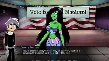 In Danny Phantom Amity Park Part 21, Amity Gives A Green Handjob To Danny's Monster Cock