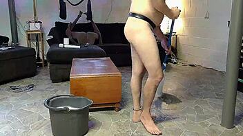 Gay nude beach cleaner has some fun with anal toys
