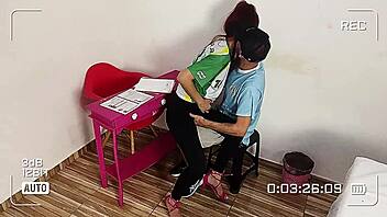 School teacher seduces student in the classroom and gives a blow job