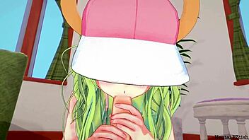 Lucoa RIDES huge COCK in hentai parody
