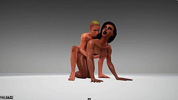 Cute Guy Fucks Ebony Amazon In 3D
