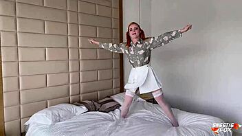 rough fucked in doggystyle redhead girlfriend after blowjob and cum inside her ass