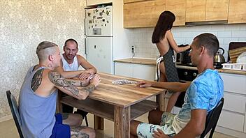 Wanna see her tight pussy stretched on kitchen table?