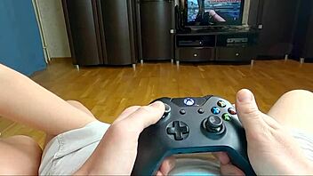 Nata Sweet seduces with sloppy blowjob. Gets creampie while brother plays Xbox 😈