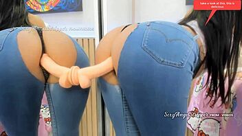 sexy latina with big ass in ripped jeans gives intense joi