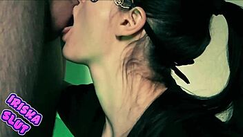 hot girl in mask, 'give me that cum in my mouth'