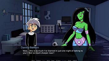In Danny Phantom Amity Park Part 21, Amity Gives A Green Handjob To Danny's Monster Cock