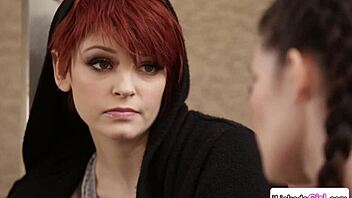 Big tits lesbian babe seduces petite teen 18+ stepsister with facesitting