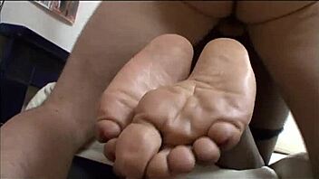 black foot patrol scene with intense fucking, blowjob, handjob, and footjob, cum everywhere!