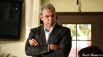 Is the petite stepdaughter getting banged passionately in this full movie storyline?