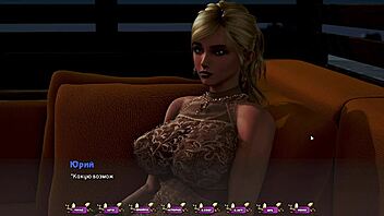 Beautiful anime game with blonde heroine, bent over doggystyle action