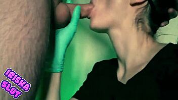 hot girl in mask, 'give me that cum in my mouth'