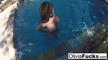 Olivia Enjoys Summer Fun by Pool.