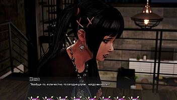 Beautiful anime game with blonde heroine, bent over doggystyle action