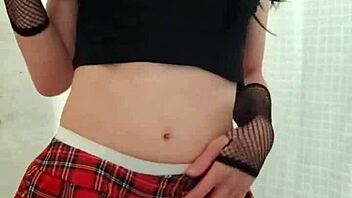 This teen crossdresses and plays with his gay pussy solo in the video.