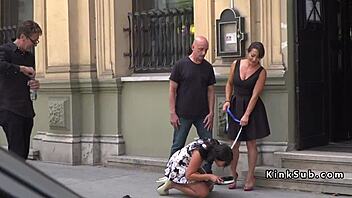 Hungarian slave first time naked in public