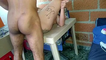 Amateurs feature ebony with big ass getting anal fingered and assfucked by monster cock.