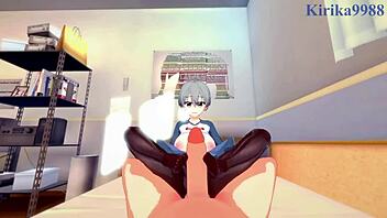 hana uzaki and tsuki uzaki have intense sex in uzaki-chan pov hentai