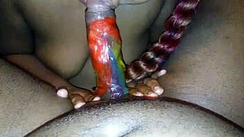 Enjoying a sweet candy stick treat on a casual afternoon.