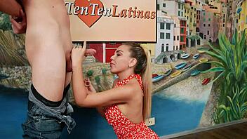 Teen girlfriend in sundress gets fucked by her boyfriend