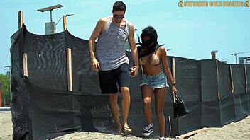 Brown girl picked up at beach for homemade video