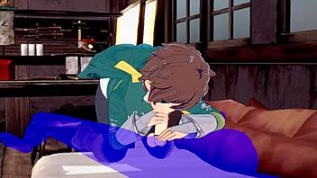 Kazuma, take that blowjob with cum in your mouth!