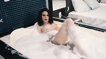 Skinny hairy latina cums with dildo in motel!