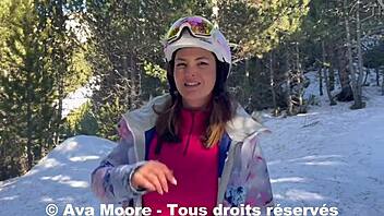Ava Moore Masturbates Ass Outdoors, Surprised By Skiers