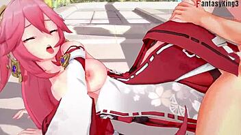 yae miko in intense fantasy genshin impact