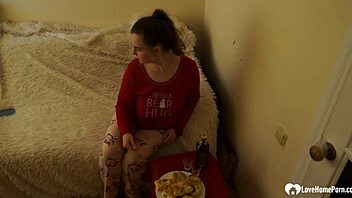 Hot stepdaughter pleasures herself with dildo