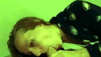 brunette gets mouth fucked and swallows a huge cum load in bed