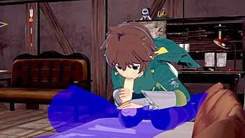 Kazuma, take that blowjob with cum in your mouth!