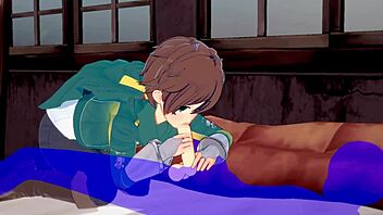 Kazuma, take that blowjob with cum in your mouth!