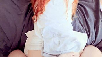 Horny stepsister catches stepbrother with panties and gets double cum