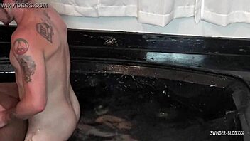 Ebony Beauty in Jacuzzi Threesome with Brunette