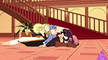 Lucy Natsu Gives Blowjob And Handjob To Monster Cock!