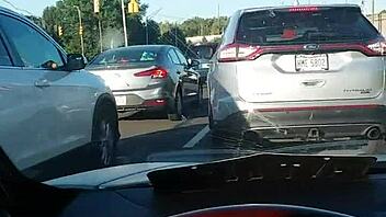 Amateur Wife Public Masturbation in Traffic Cumming Excited by Being Seen