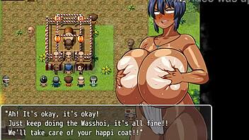 Tanned Natsuki in hentai festival public blowgang.