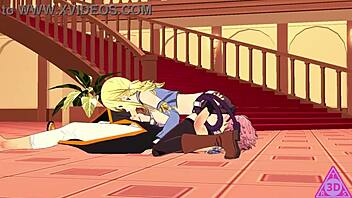 Lucy Natsu Gives Blowjob And Handjob To Monster Cock!