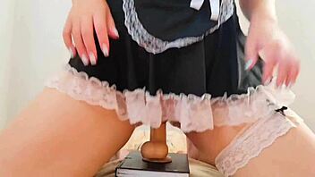 Dildo enters wet pussy slowly