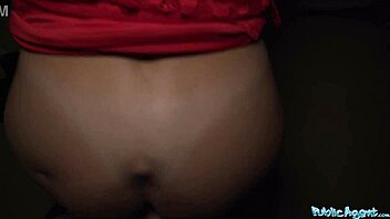 Public agent brunette DEVOURS big cock outdoors